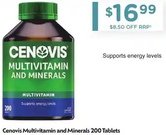 Chemist Warehouse Cenovis Multivitamin and Minerals 200 Tablets offer