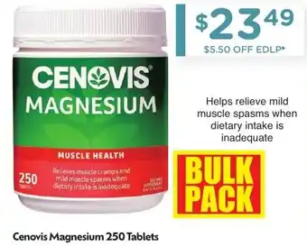 Chemist Warehouse Cenovis Magnesium 250 Tablets offer