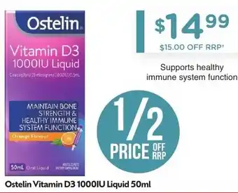 Chemist Warehouse Ostelin Vitamin D3 1000IU Liquid 50ml offer