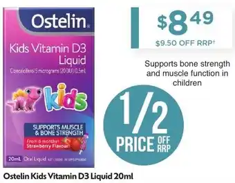 Chemist Warehouse Ostelin Kids Vitamin D3 Liquid 20ml offer