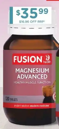 Chemist Warehouse Fusion Magnesium Advanced 120 Tablets offer