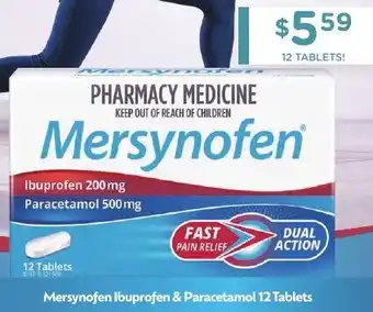 Chemist Warehouse Mersynofen Ibuprofen & Paracetamol 12 Tablets offer