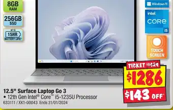 JB Hi-Fi 12.5" Surface Laptop Go 3 offer