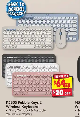 JB Hi-Fi K380S Pebble Keys 2 Wireless Keyboard offer