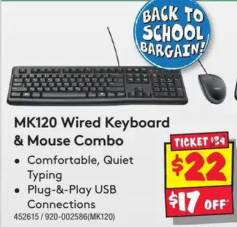 JB Hi-Fi MK120 Wired Keyboard & Mouse Combo offer