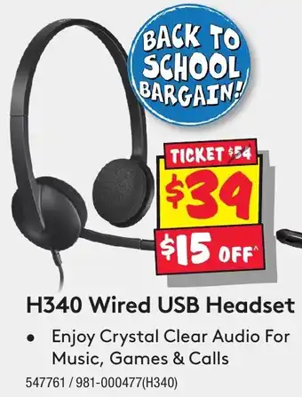 JB Hi-Fi H340 Wired USB Headset offer