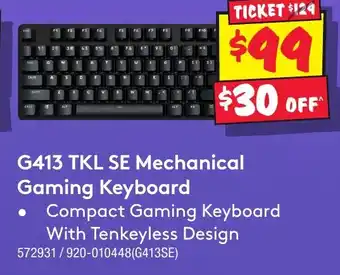 JB Hi-Fi G413 TKL SE Mechanical Gaming Keyboard offer