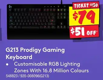 JB Hi-Fi G213 Prodigy Gaming Keyboard offer