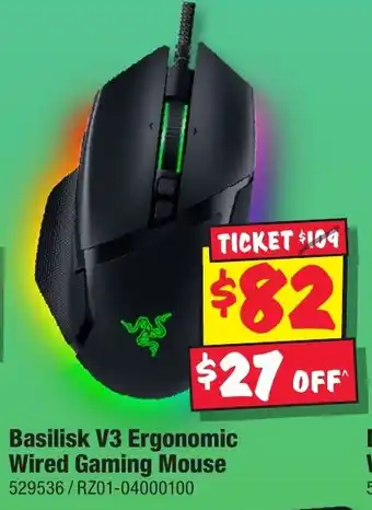 JB Hi-Fi Basilisk V3 Ergonomic Wired Gaming Mouse offer