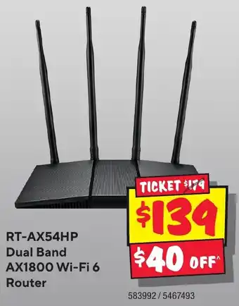 JB Hi-Fi RT-AX54HP Dual Band AX1800 Wi-Fi 6 Router offer