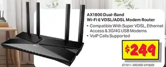 JB Hi-Fi AX1800 Dual-Band Wi-Fi 6 VDSL/ADSL Modem Router offer