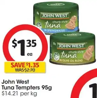 Coles John West Tuna Tempters 95g offer