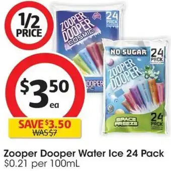 Coles Zooper Dooper Water Ice 24 Pack offer