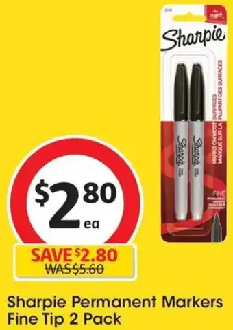 Coles Sharpie Permanent Markers Fine Tip 2 Pack offer