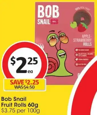 Coles Bob Snail Fruit Rolls 60g offer