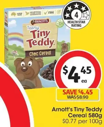 Coles Arnott's Tiny Teddy Cereal 580g offer