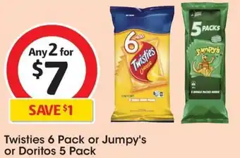 Coles Twisties 6 Pack or Jumpy's or Doritos 5 Pack offer