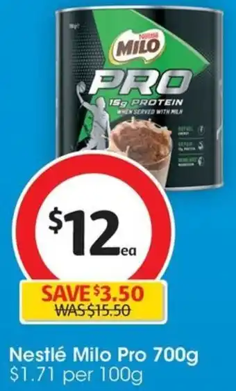 Coles Nestlé Milo Pro 700g offer