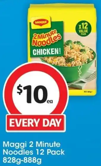 Coles Maggi 2 Minute Noodles 12 Pack 828g-888g offer