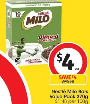 Coles Nestlé Milo Bars Value Pack 270g offer