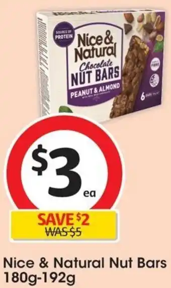Coles Nice & Natural Nut Bars 180g-192g offer