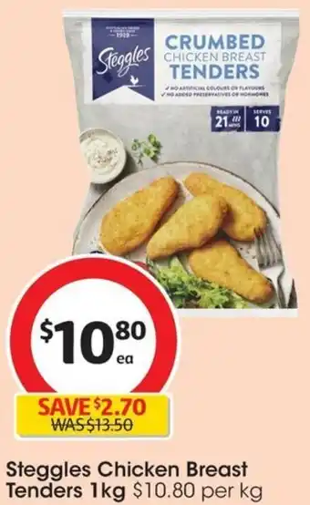 Coles Steggles Chicken Breast Tenders 1kg offer