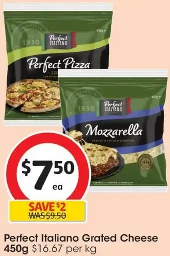 Coles Perfect Italiano Grated Cheese 450g offer