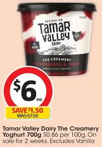 Coles Tamar Valley Dairy The Creamery Yoghurt 700g offer