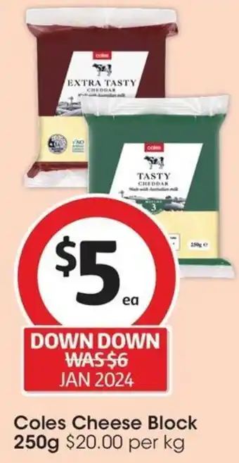 Coles Coles Cheese Block 250g offer