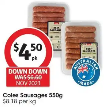 Coles Coles Sausages 550g offer