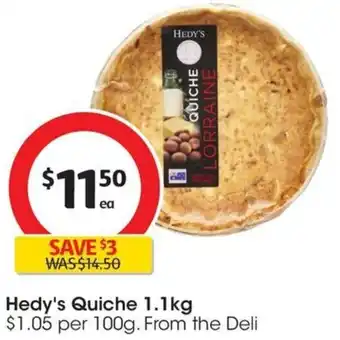 Coles Hedy's Quiche 1.1kg offer