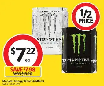 Coles Monster Energy Drink 4x500mL offer
