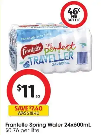 Coles Frantelle Spring Water 24x600mL offer