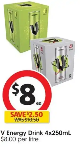 Coles V Energy Drink 4x250mL offer