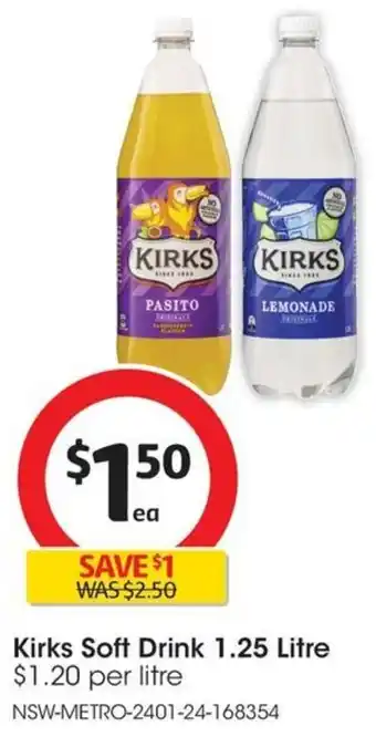 Coles Kirks Soft Drink 1.25 Litre offer