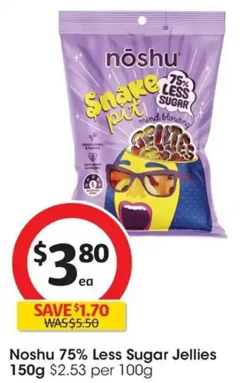 Coles Noshu 75% Less Sugar Jellies 150g offer