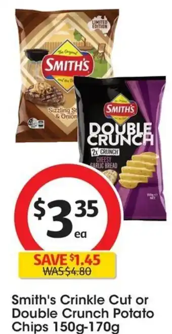 Coles Smith's Crinkle Cut or Double Crunch Potato Chips 150g-170g offer