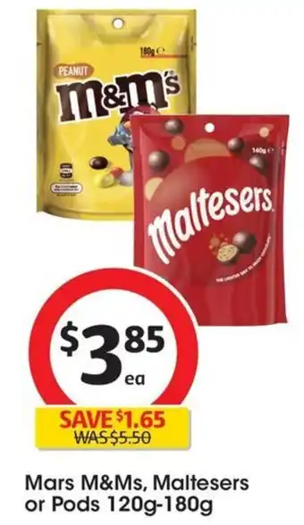 Mars M&Ms, Maltesers or Pods 120g-180g