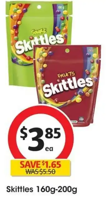 Coles Skittles 160g-200g offer