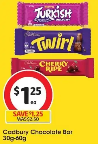 Coles Cadbury Chocolate Bar 30g-60g offer