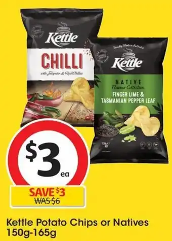Coles Kettle Potato Chips or Natives 150g-165g offer