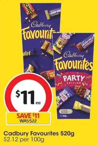 Coles Cadbury Favourites 520g offer