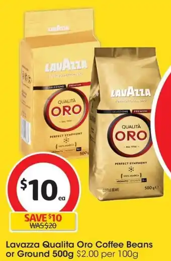 Coles Lavazza Qualita Oro Coffee Beans or Ground 500g offer
