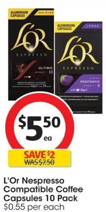 Coles L'Or Nespresso Compatible Coffee Capsules 10 Pack offer