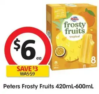 Coles Peters Frosty Fruits 420mL-600mL offer