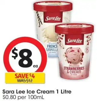 Coles Sara Lee Ice Cream 1 Litre offer