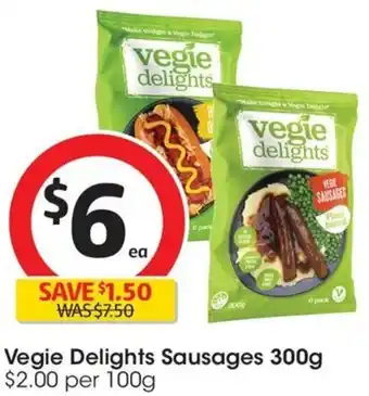 Coles Vegie Delights Sausages 300g offer