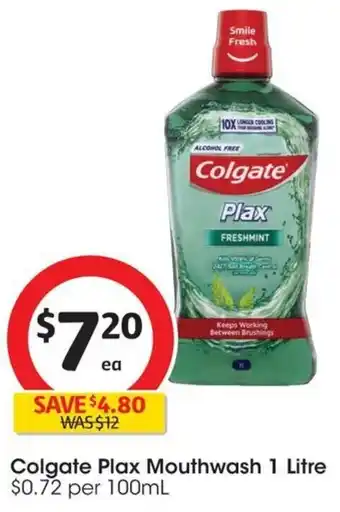 Coles Colgate Plax Mouthwash 1 Litre offer