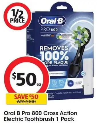 Coles Oral B Pro 800 Cross Action Electric Toothbrush 1 Pack offer
