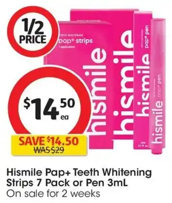 Coles Hismile Pap+ Teeth Whitening Strips 7 Pack or Pen 3mL offer